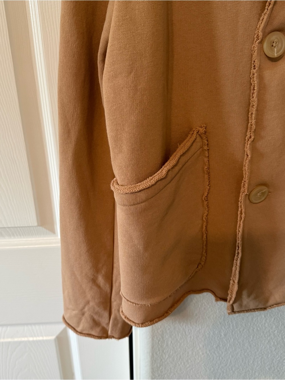 Frank and Eileen Mini Belfast Cropped Sweatshirt Peacoat in Camel Size L - Picture 6 of 12